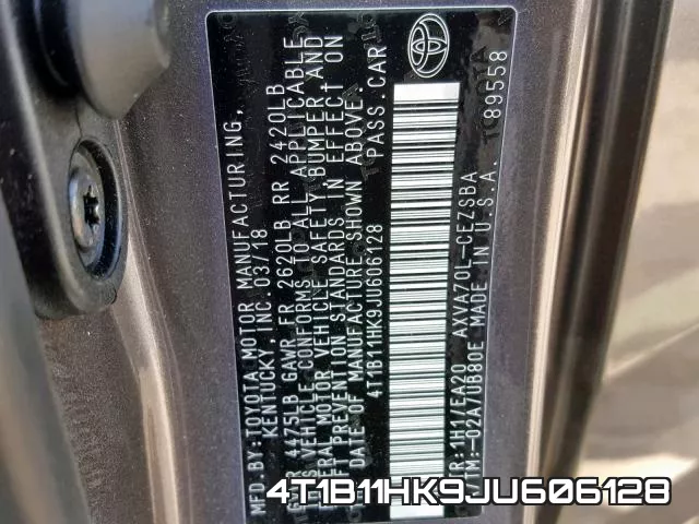 4T1B11HK9JU606128 фото 2
