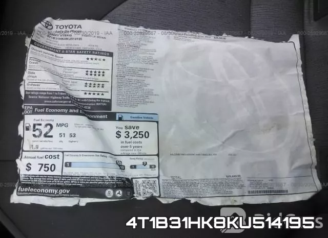 4T1B31HK8KU514195 фото 7