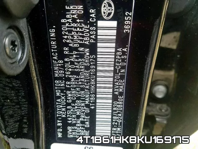 4T1B61HK8KU169175 фото 2