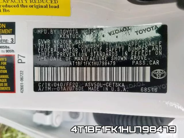 4T1BF1FK1HU798479 фото 2