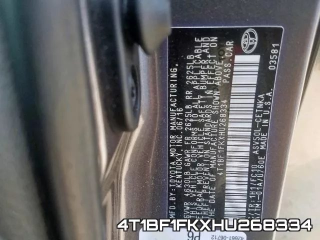 4T1BF1FKXHU268334 фото 2