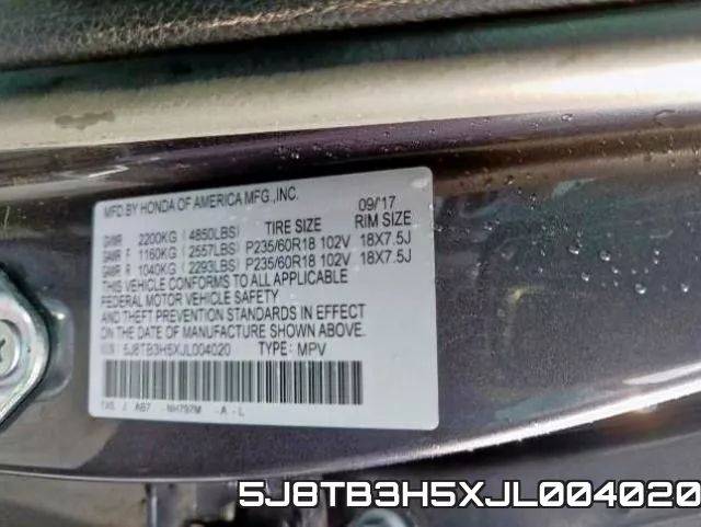 5J8TB3H5XJL004020 фото 2