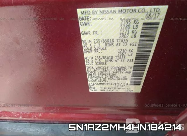 5N1AZ2MH4HN184214 фото 10