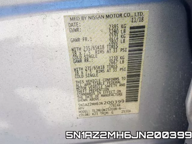 5N1AZ2MH6JN200399 фото 2