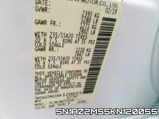 5N1AZ2MS5KN120055 фото 2