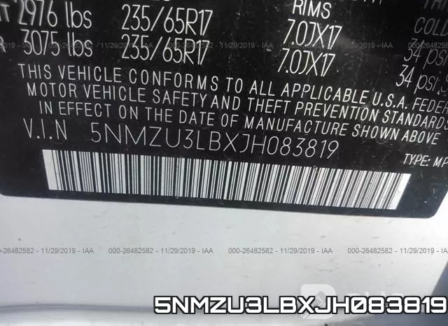 5NMZU3LBXJH083819 фото 9