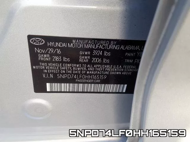 5NPD74LF0HH165159 фото 2