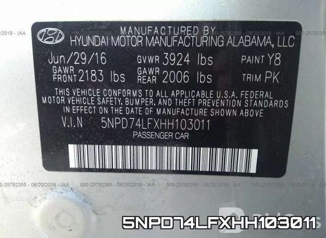 5NPD74LFXHH103011 фото 10