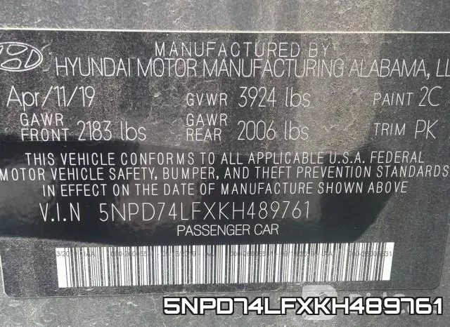 5NPD74LFXKH489761 фото 10