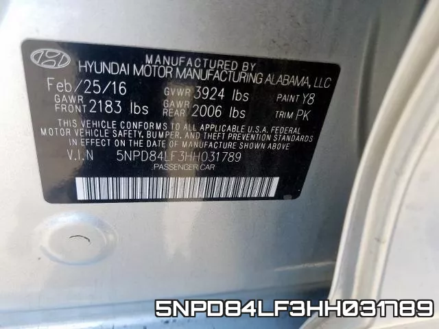 5NPD84LF3HH031789 фото 2