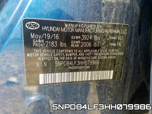 5NPD84LF3HH079986 фото 2