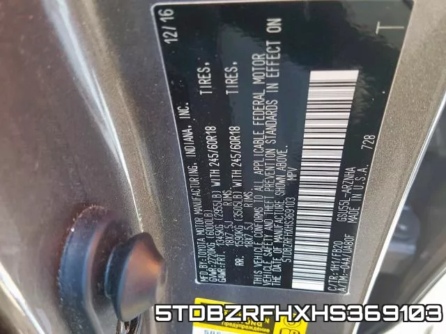 5TDBZRFHXHS369103 фото 2