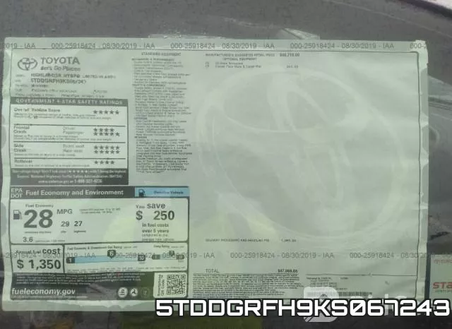 5TDDGRFH9KS067243 фото 7