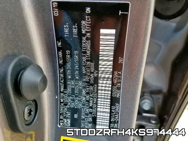 5TDDZRFH4KS974444 фото 2