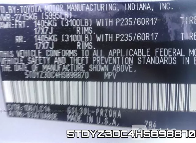 5TDYZ3DC4HS898870 фото 10