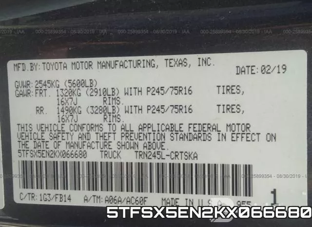 5TFSX5EN2KX066680 фото 10