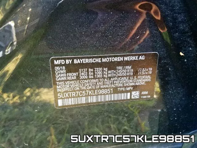 5UXTR7C57KLE98851 фото 2