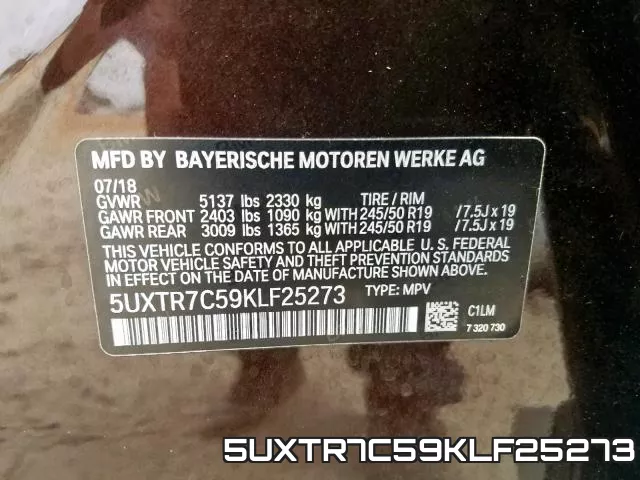 5UXTR7C59KLF25273 фото 2