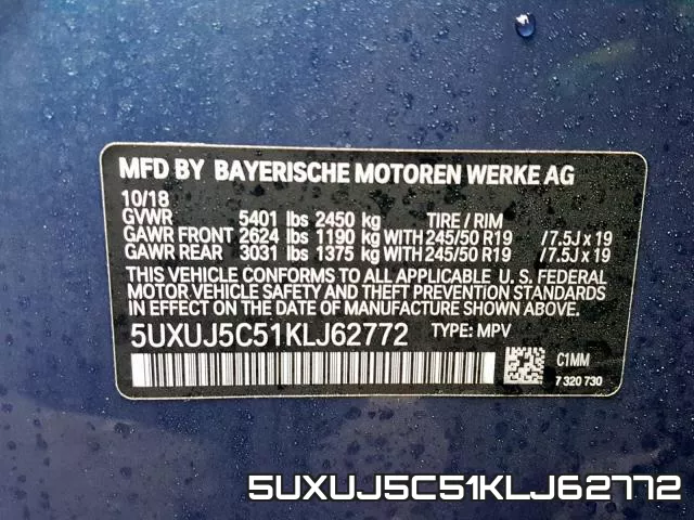 5UXUJ5C51KLJ62772 фото 2