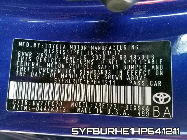 5YFBURHE1HP641211 фото 2