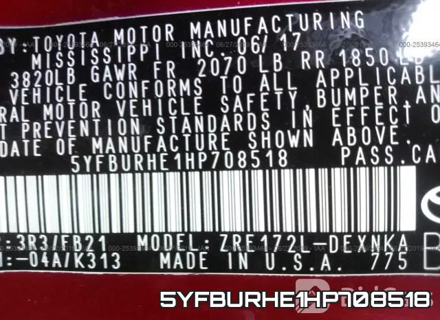 5YFBURHE1HP708518 фото 10