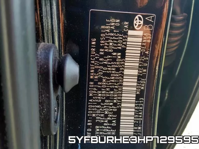 5YFBURHE3HP729595 фото 2