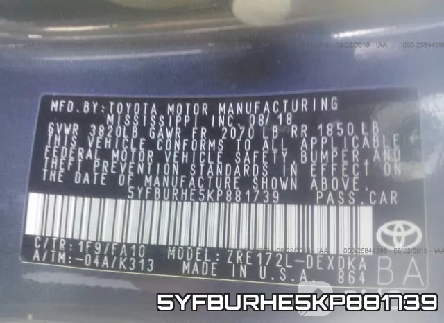 5YFBURHE5KP881739 фото 10