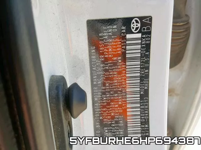 5YFBURHE6HP694387 фото 2