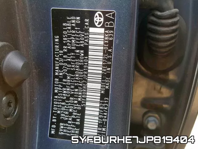 5YFBURHE7JP819404 фото 2