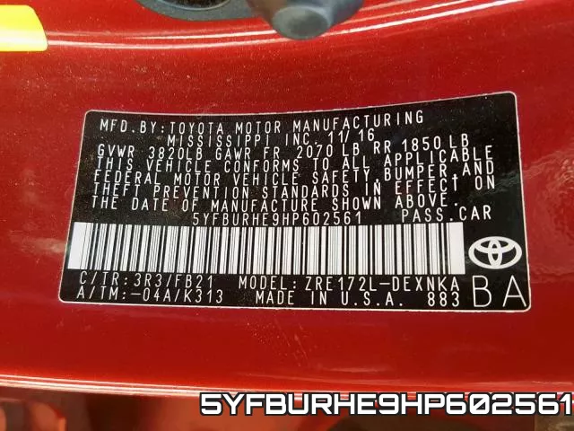 5YFBURHE9HP602561 фото 2