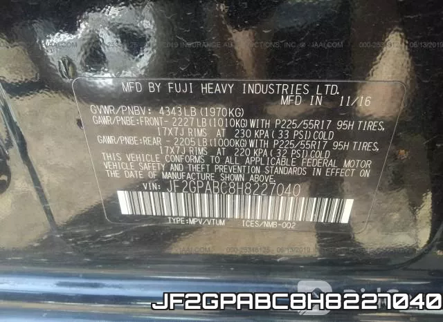 JF2GPABC8H8227040 фото 10