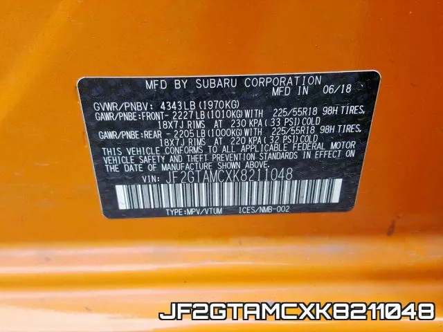 JF2GTAMCXK8211048 фото 2