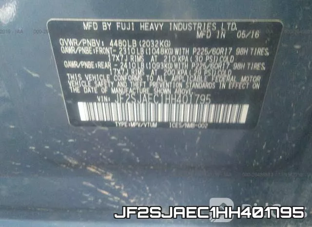 JF2SJAEC1HH401795 фото 10