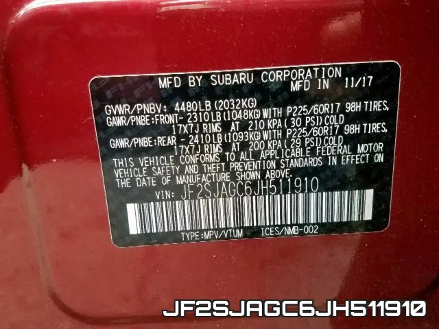 JF2SJAGC6JH511910 фото 2