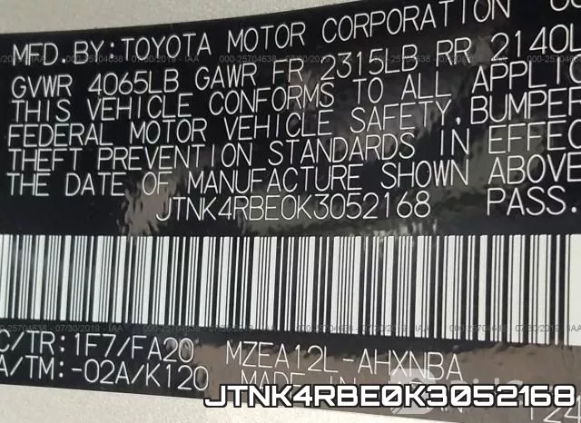 JTNK4RBE0K3052168 фото 10