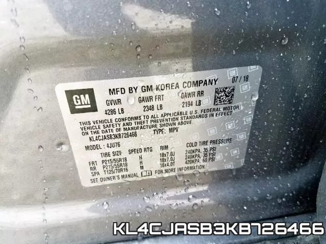 KL4CJASB3KB726466 фото 2