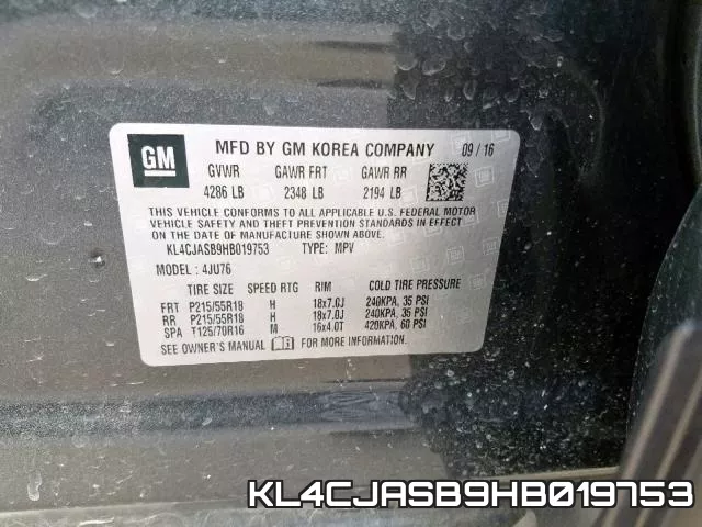 KL4CJASB9HB019753 фото 2