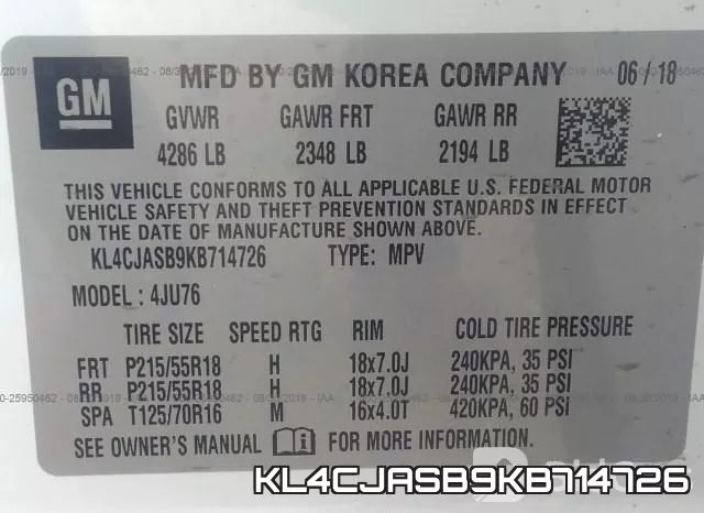KL4CJASB9KB714726 фото 10