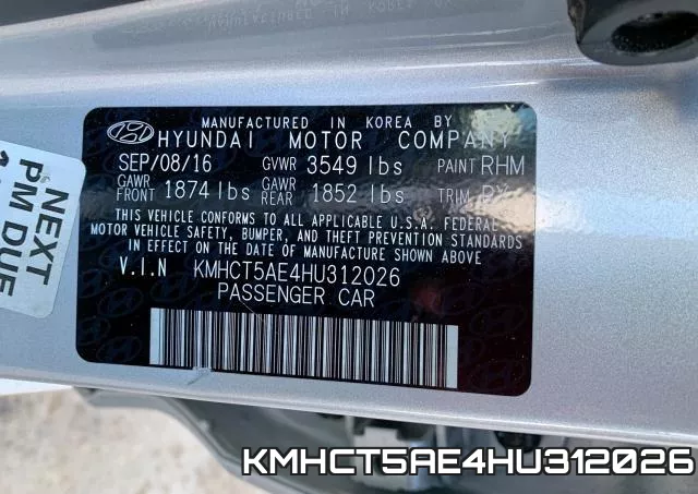 KMHCT5AE4HU312026 фото 2
