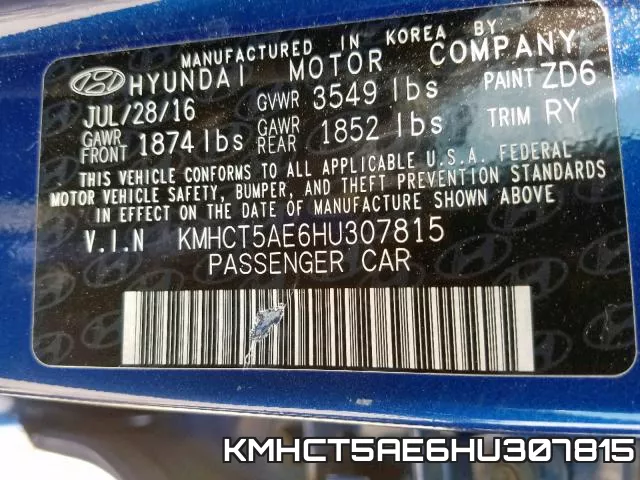 KMHCT5AE6HU307815 фото 2