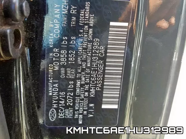KMHTC6AE1HU312989 фото 2