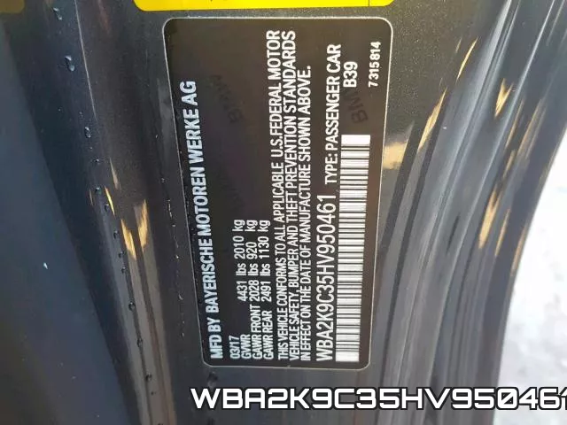 WBA2K9C35HV950461 фото 2