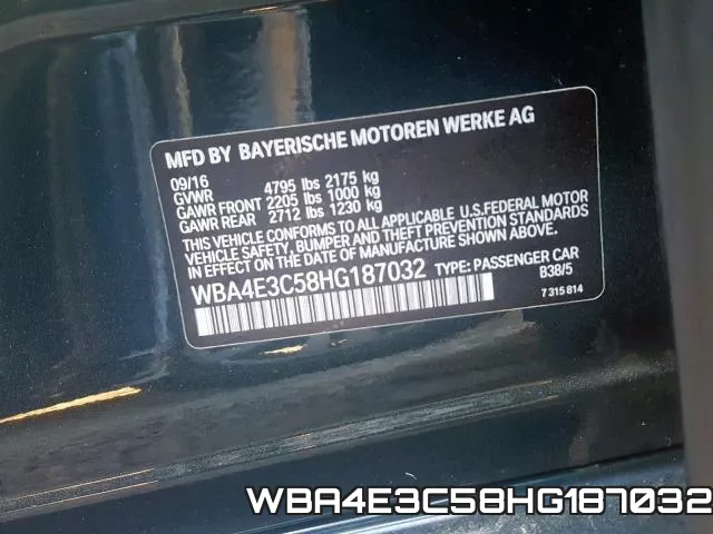 WBA4E3C58HG187032 фото 2