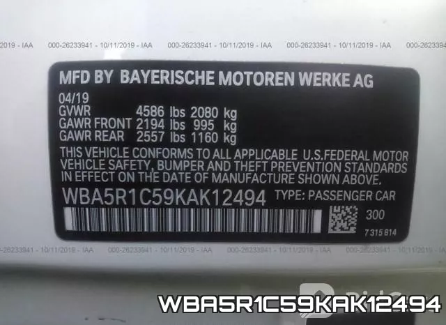 WBA5R1C59KAK12494 фото 10