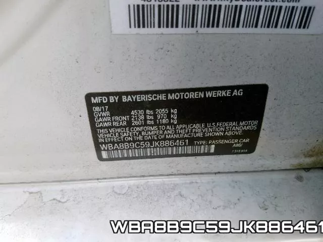 WBA8B9C59JK886461 фото 2