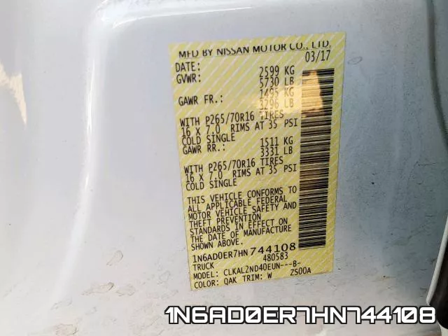 1N6AD0ER7HN744108 фото 2