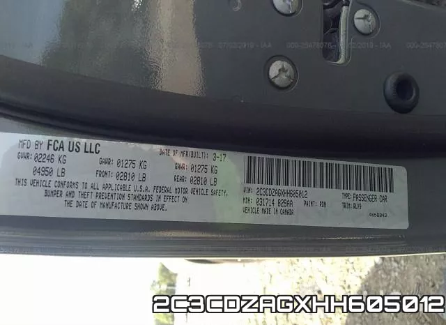 2C3CDZAGXHH605012 фото 10