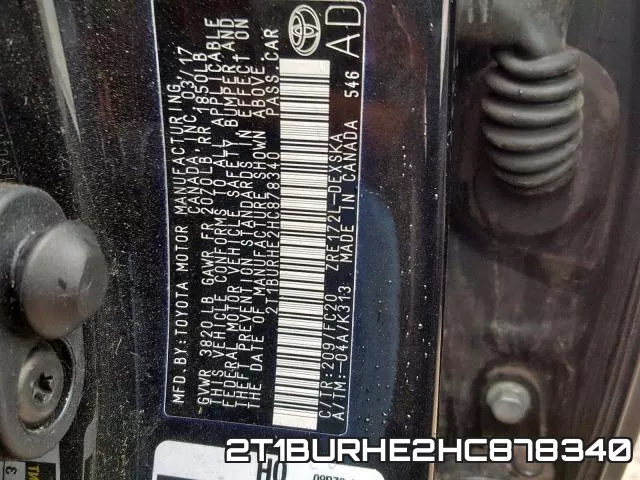 2T1BURHE2HC878340 фото 2
