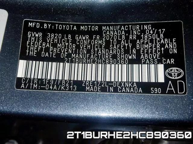 2T1BURHE2HC890360 фото 2