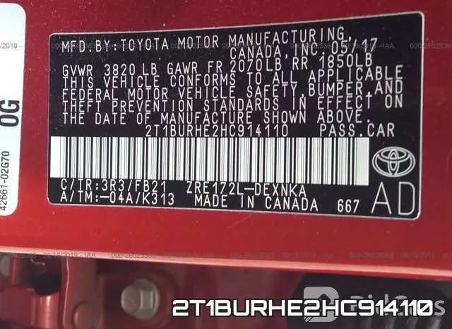 2T1BURHE2HC914110 фото 9